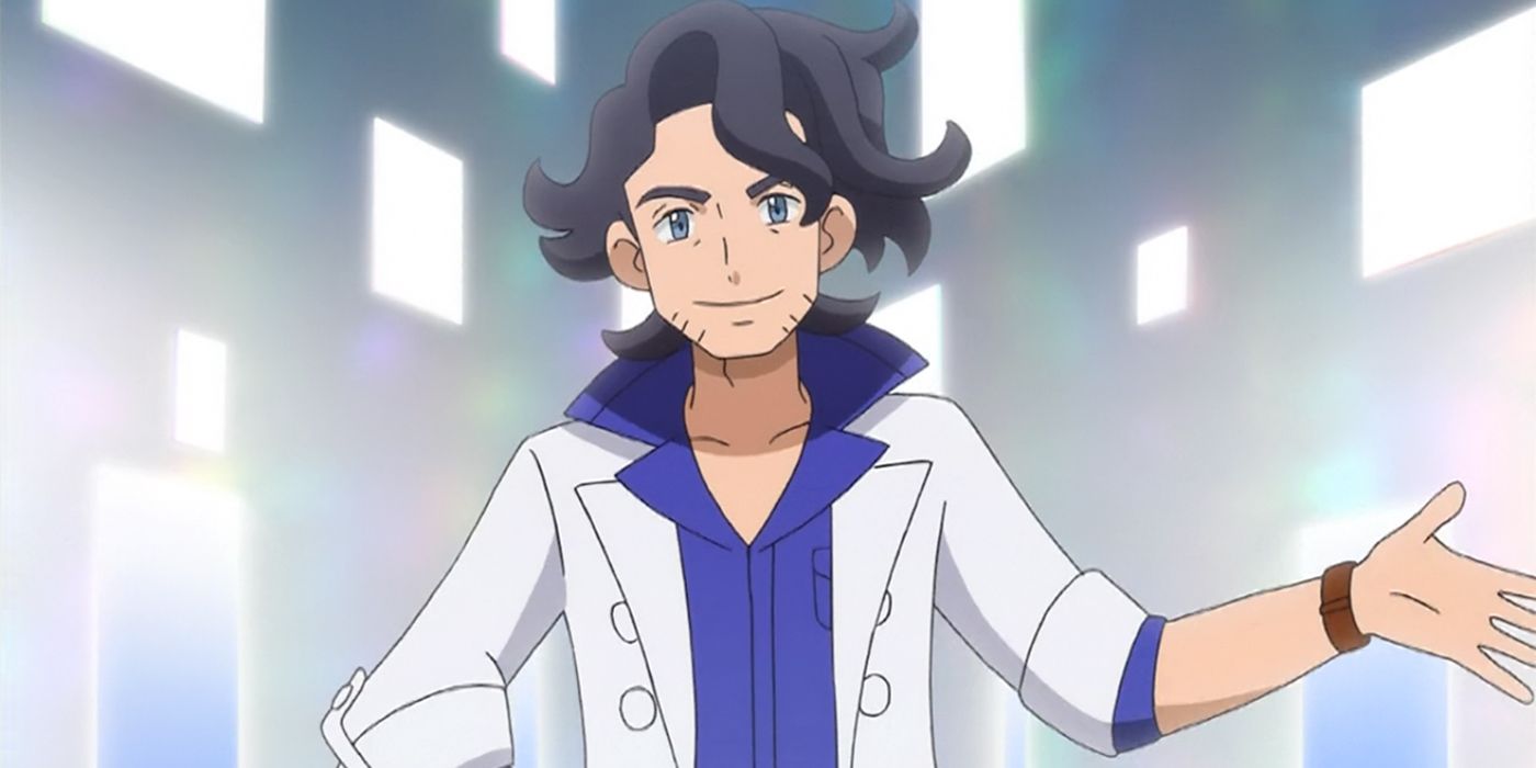 Professor Sycamore gesticulando para a esquerda.