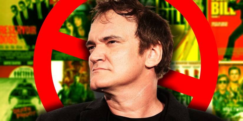 Quentin Tarantino In Front of His Movie Posters