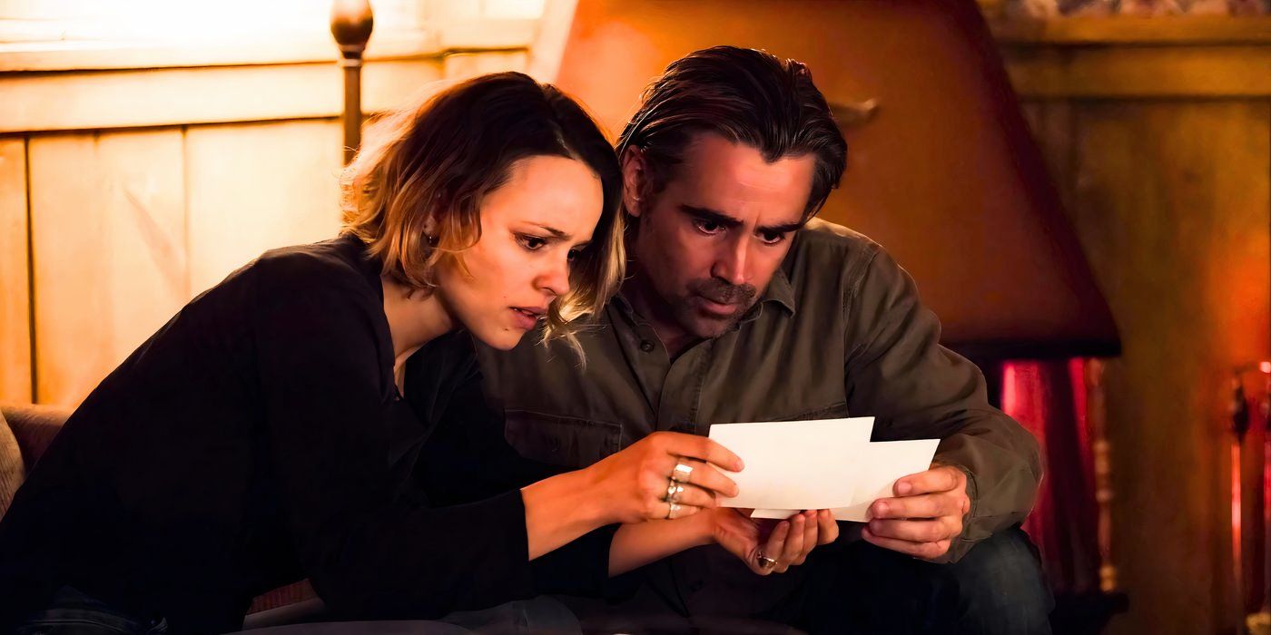 Ani and Raymond look at photographs in surprise in True Detective season 2