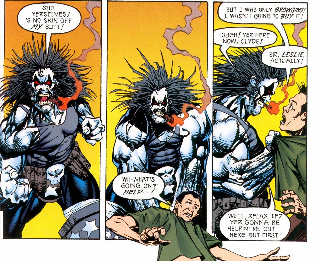 Lobo Pulls Leslie, a Comic Reader, Into the Comic