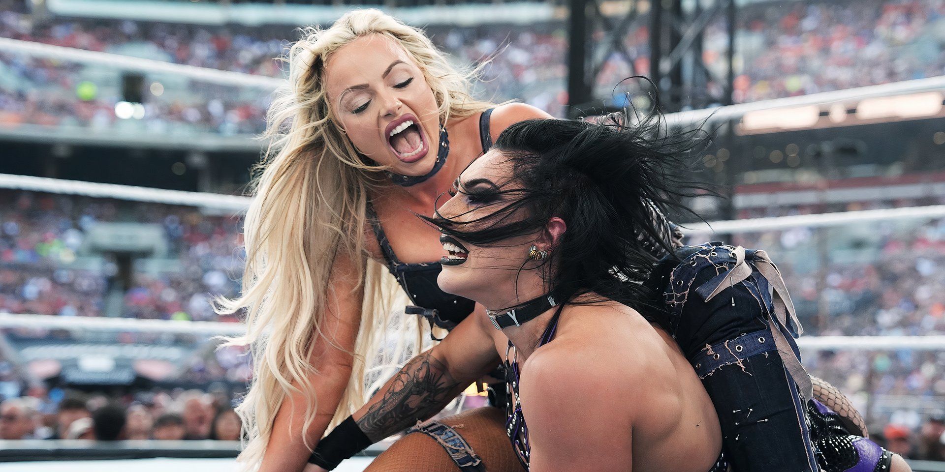 Rhea Ripley contre Liv Morgan lors du SummerSlam 2024 à Cleveland