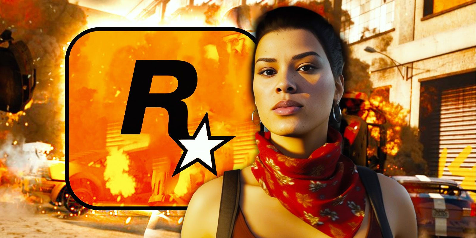 Logotipo de Rockstar con Lucía de GTA 6