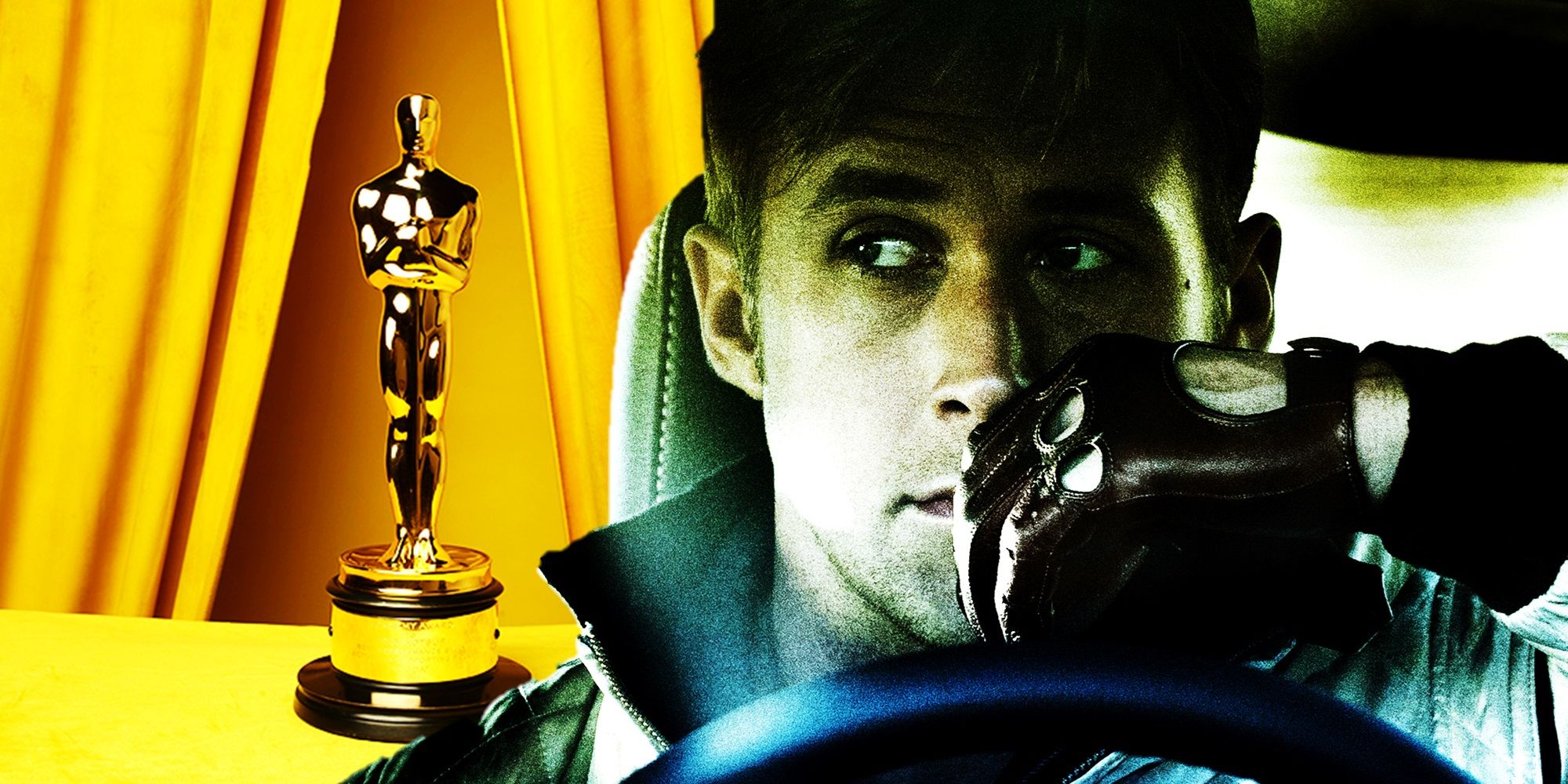 Ryan Gosling in Drive with an Oscar