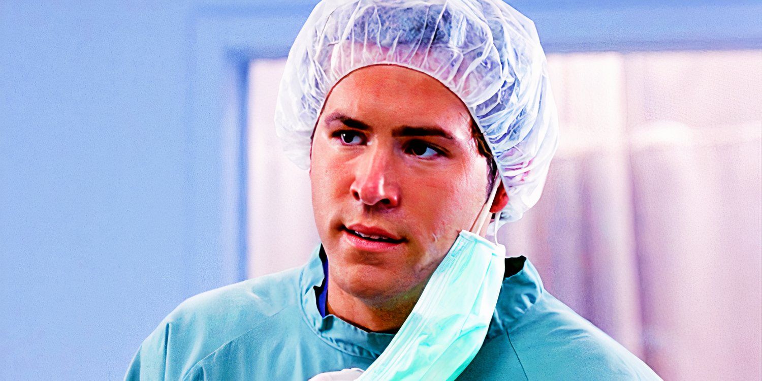 Ryan Reynolds in scrubs as a doctor in Harold and Kumar Go To White Castle