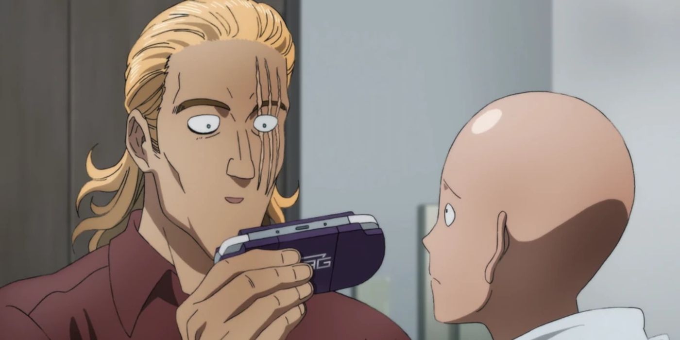 Saitama returning King's game console in One-Punch Man