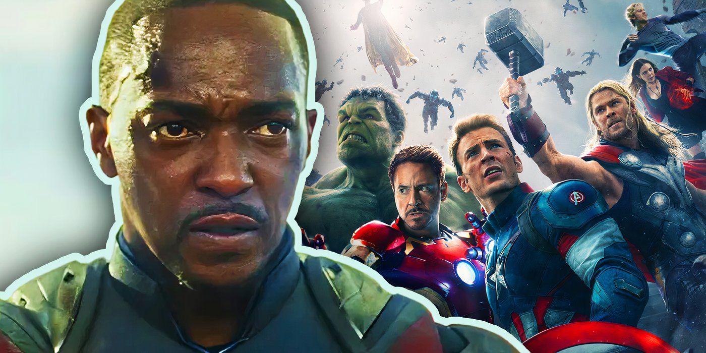 Sam Wilson in Captain America Brave New World with the Avengers in Age of Ultron poster