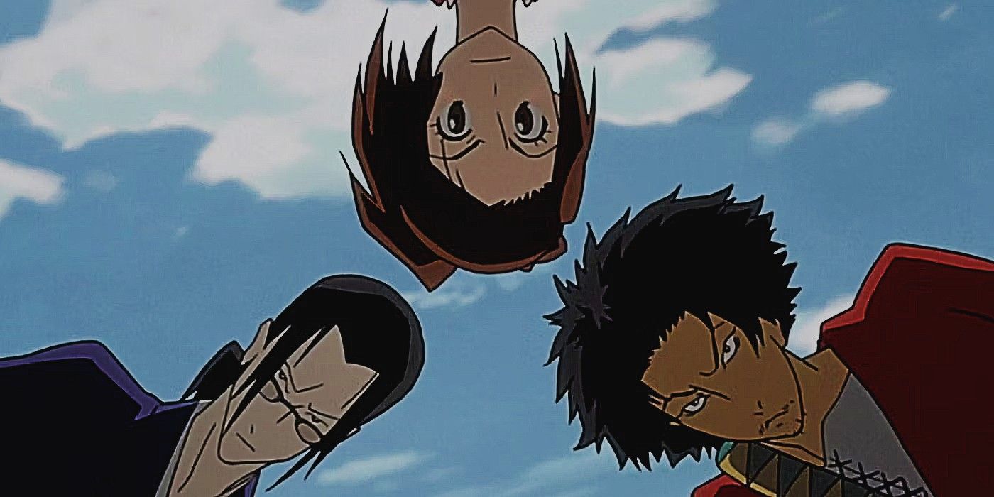   Os três heróis de Samurai-Champloo, Mugen, Jin e Fuu