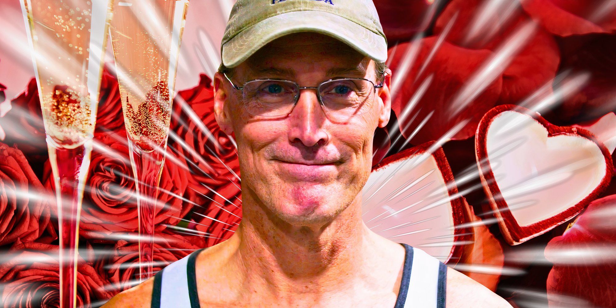 a montage of Barry Plath with like hearts and romance stuff in background