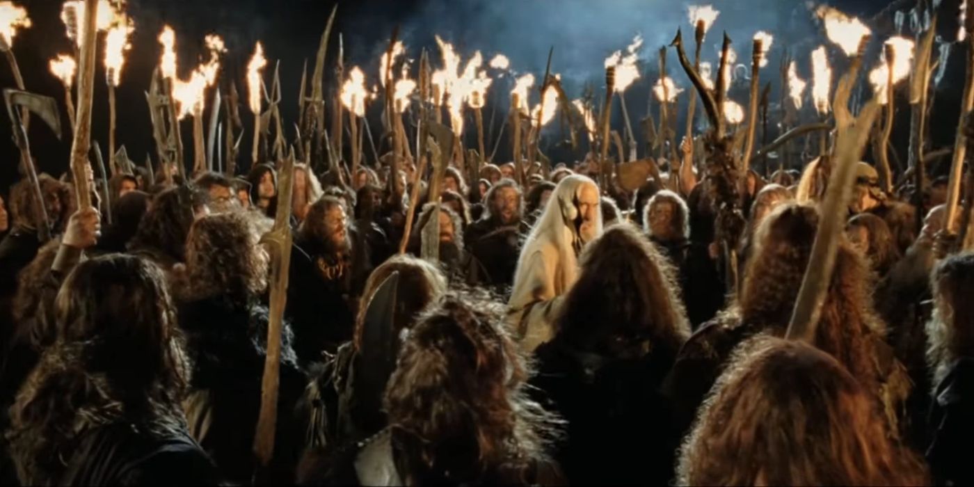 Saruman talks with the Dunlendings from Lord of the Rings: The Two Towers