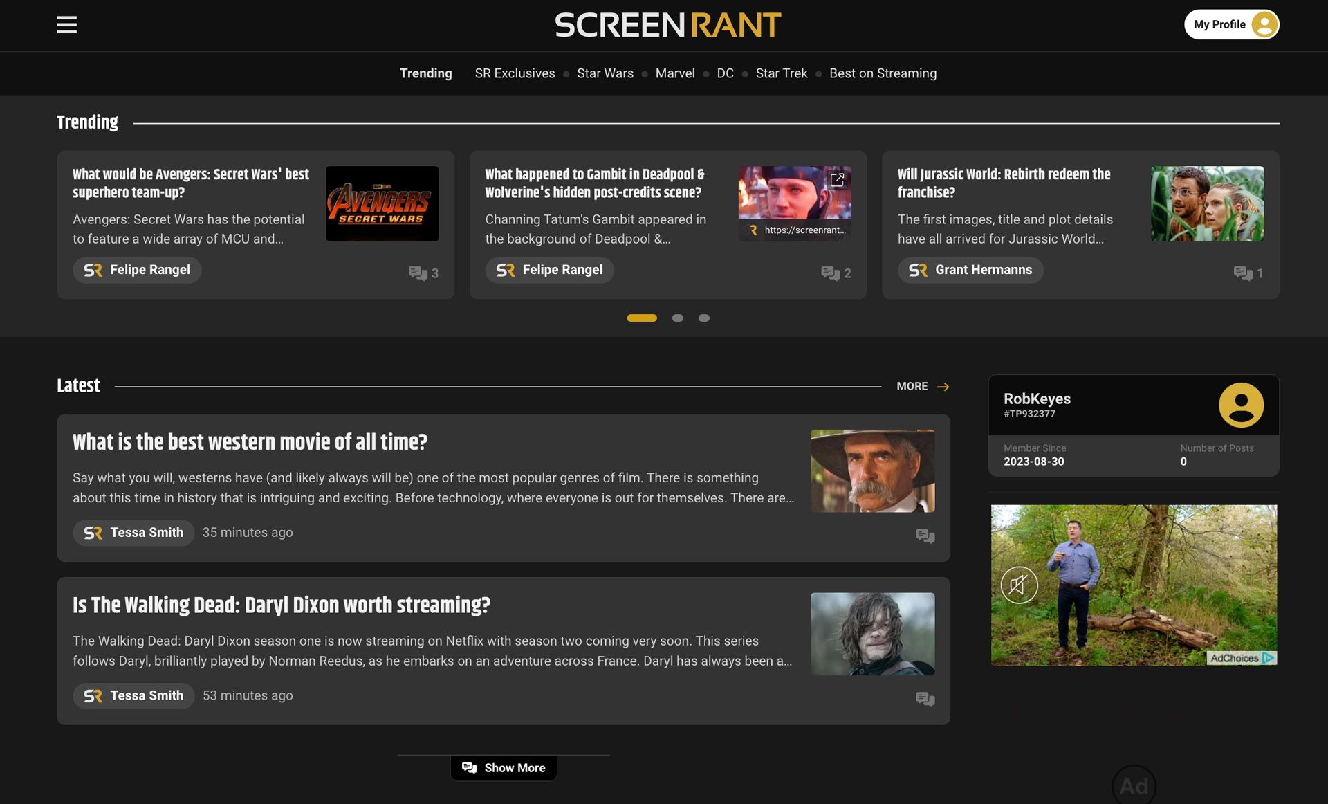ScreenRant Threads Hub Trending and Latest