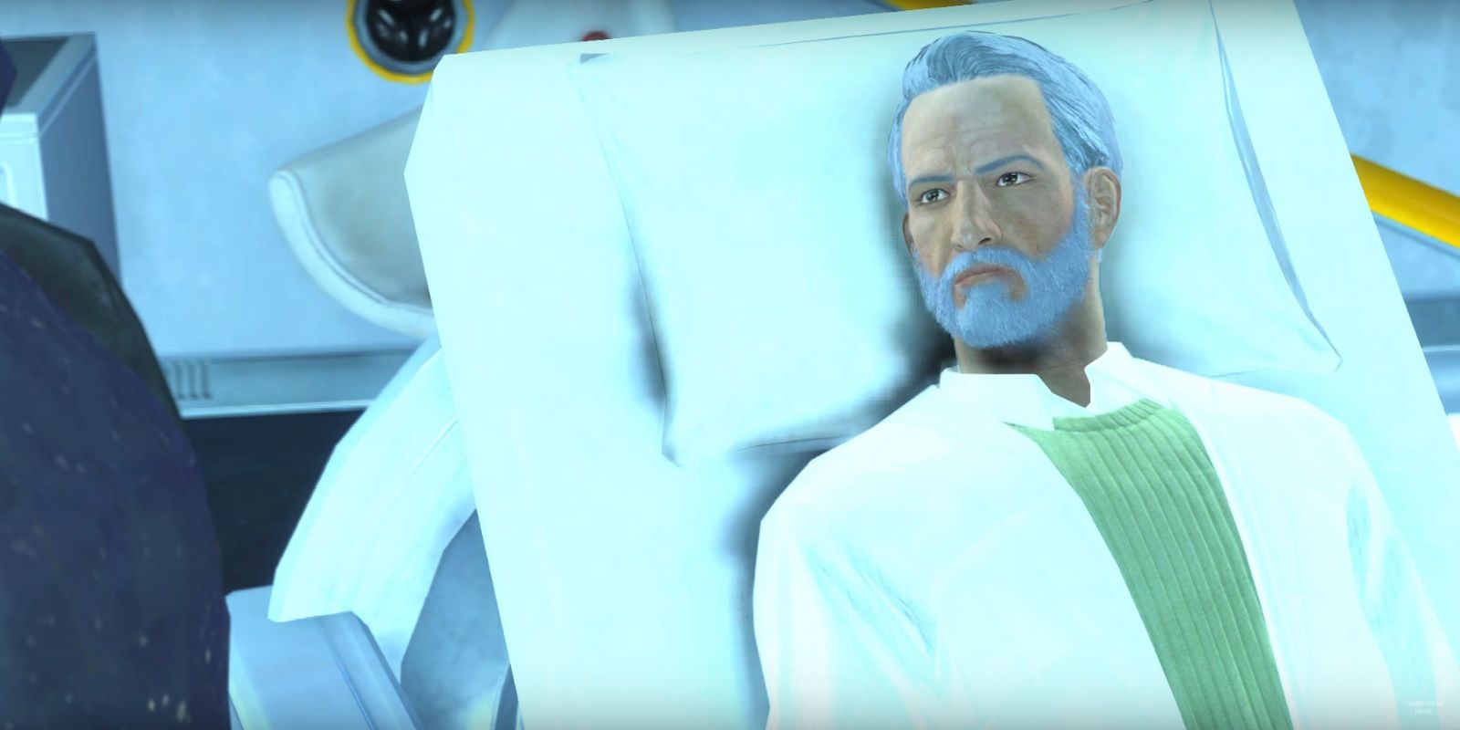 Shaun lies in his sick bed in Fallout 4.