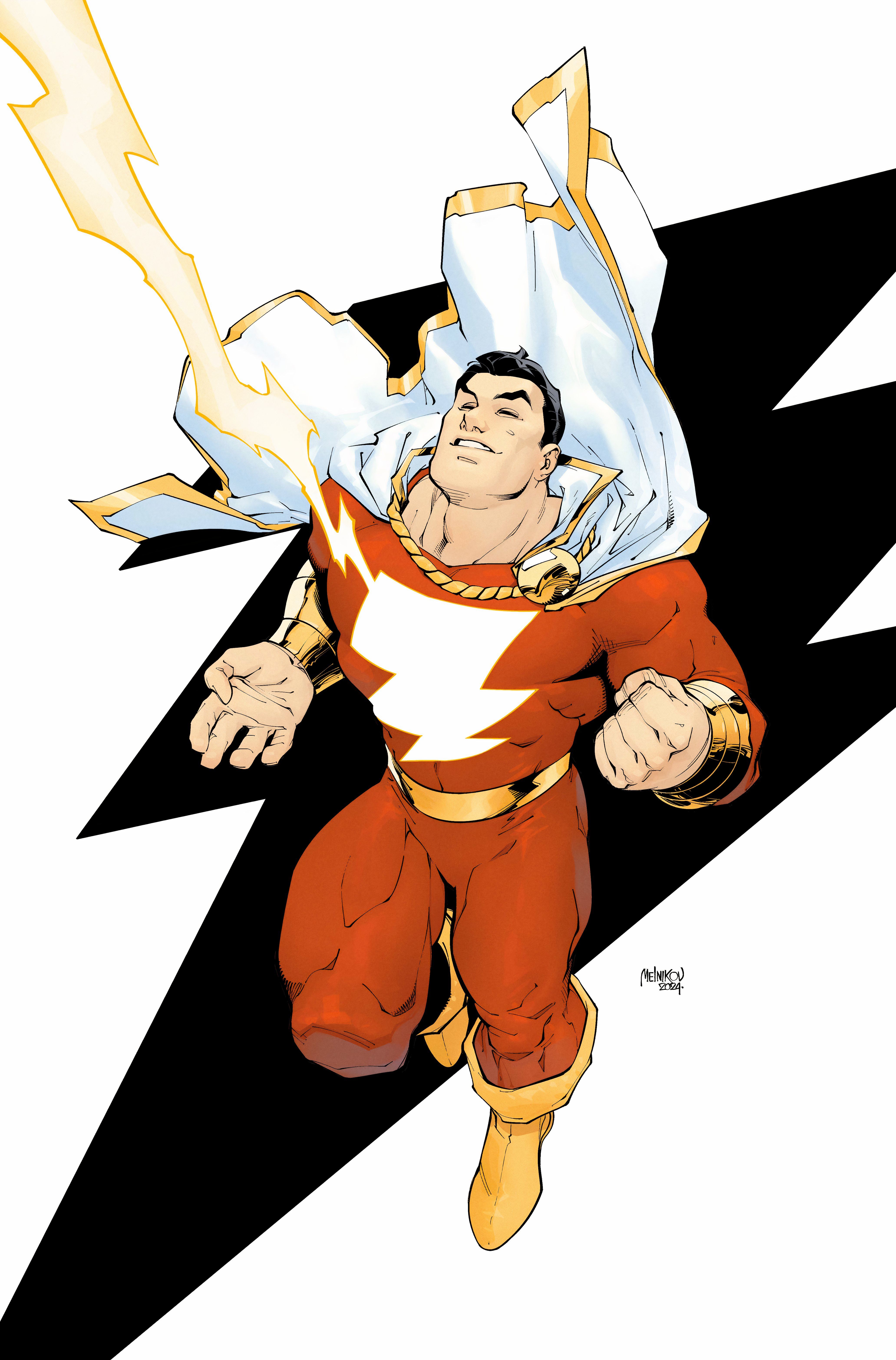 Shazam 16 Cover Billy with logo behind him DC