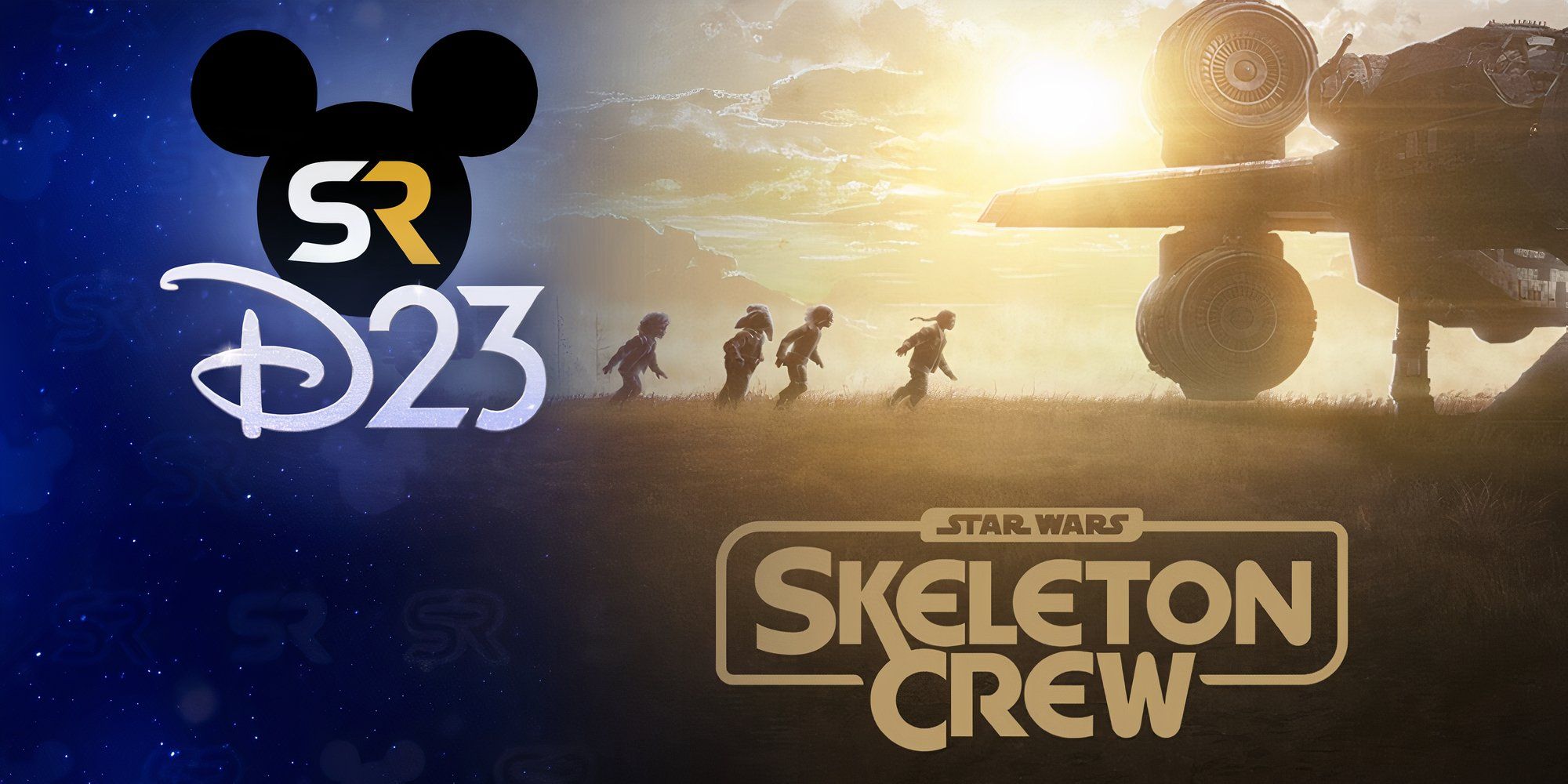 The poster for Star Wars Skeleton Crew (2024) with the D23 overlay