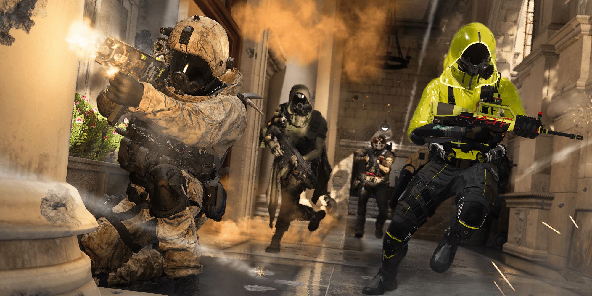 Soldiers In Call Of Duty Modern Warfare 3 Charging Down Hallway Firing Machine Pistols And Assault Rifles