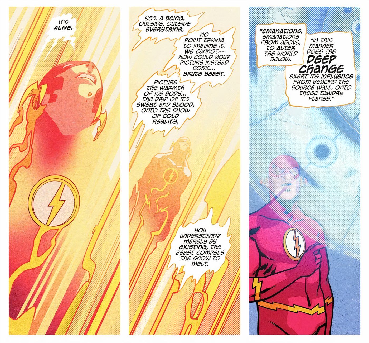 Comic page from Flash 11: Flash learns that the Speed ​​​​Force comes from a being called Deep Change