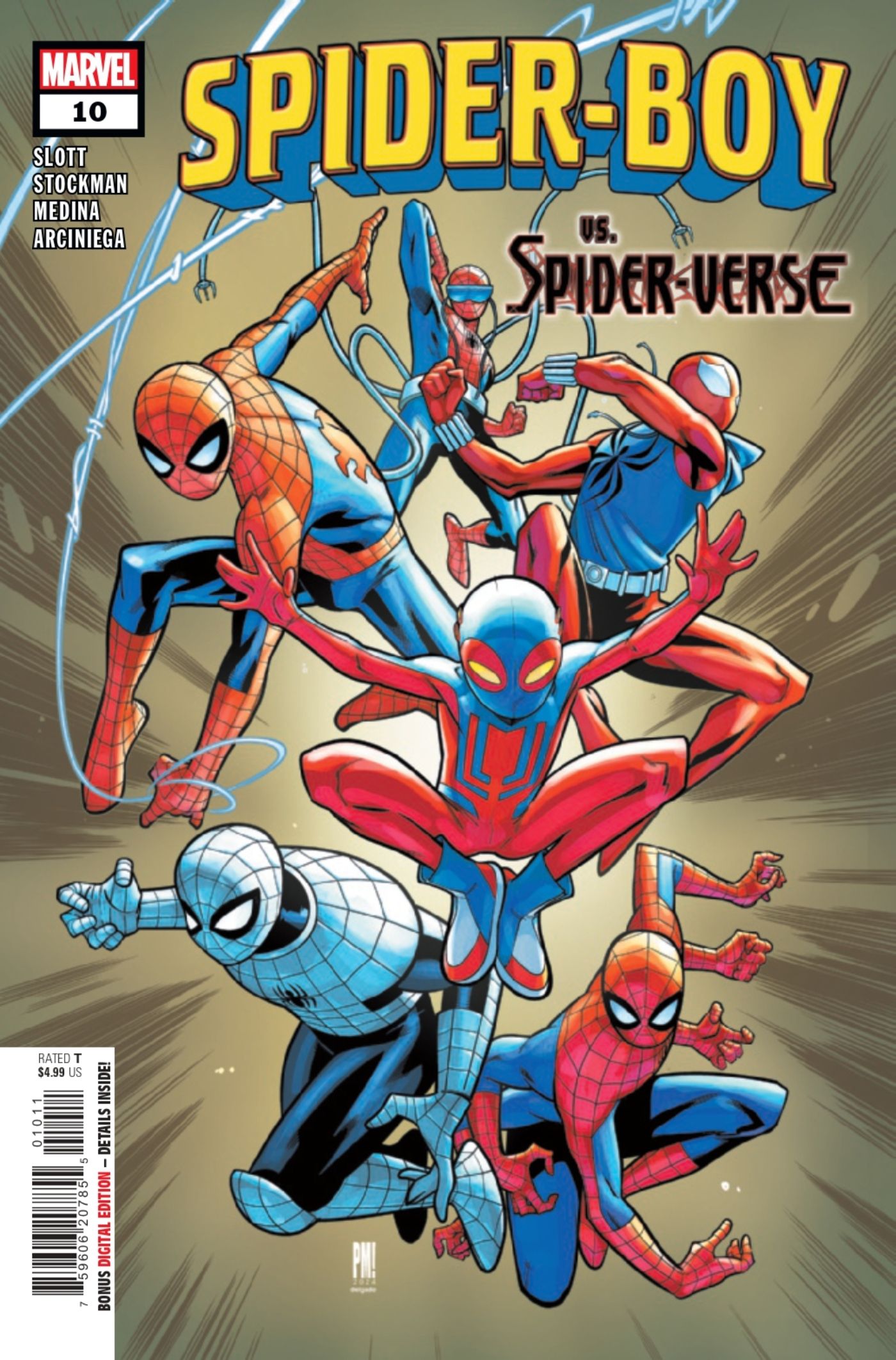 Capa da revista Spider-Boy #10 apresentando heróis-aranha de todo o Aranhaverso.