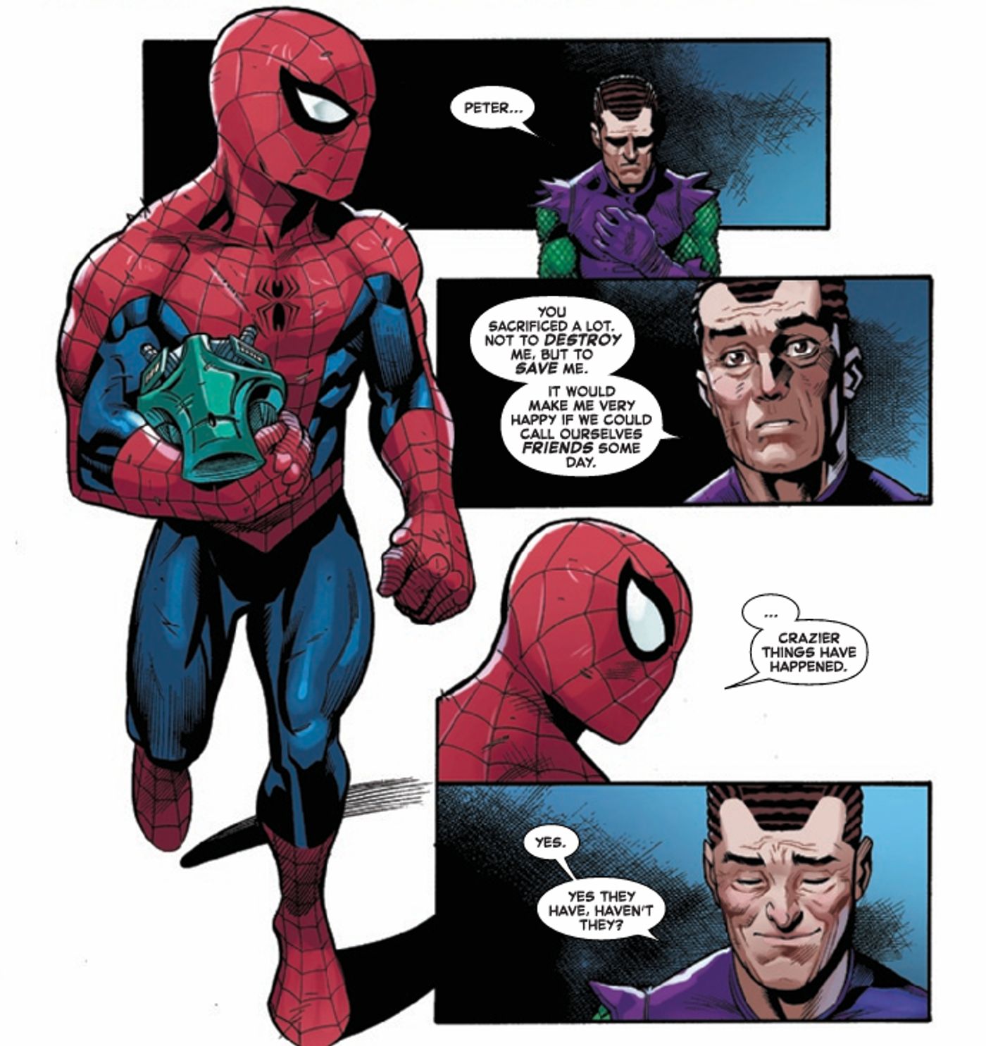 Homem-Aranha e Norman Osborn sugerem que um dia poderão ser amigos novamente