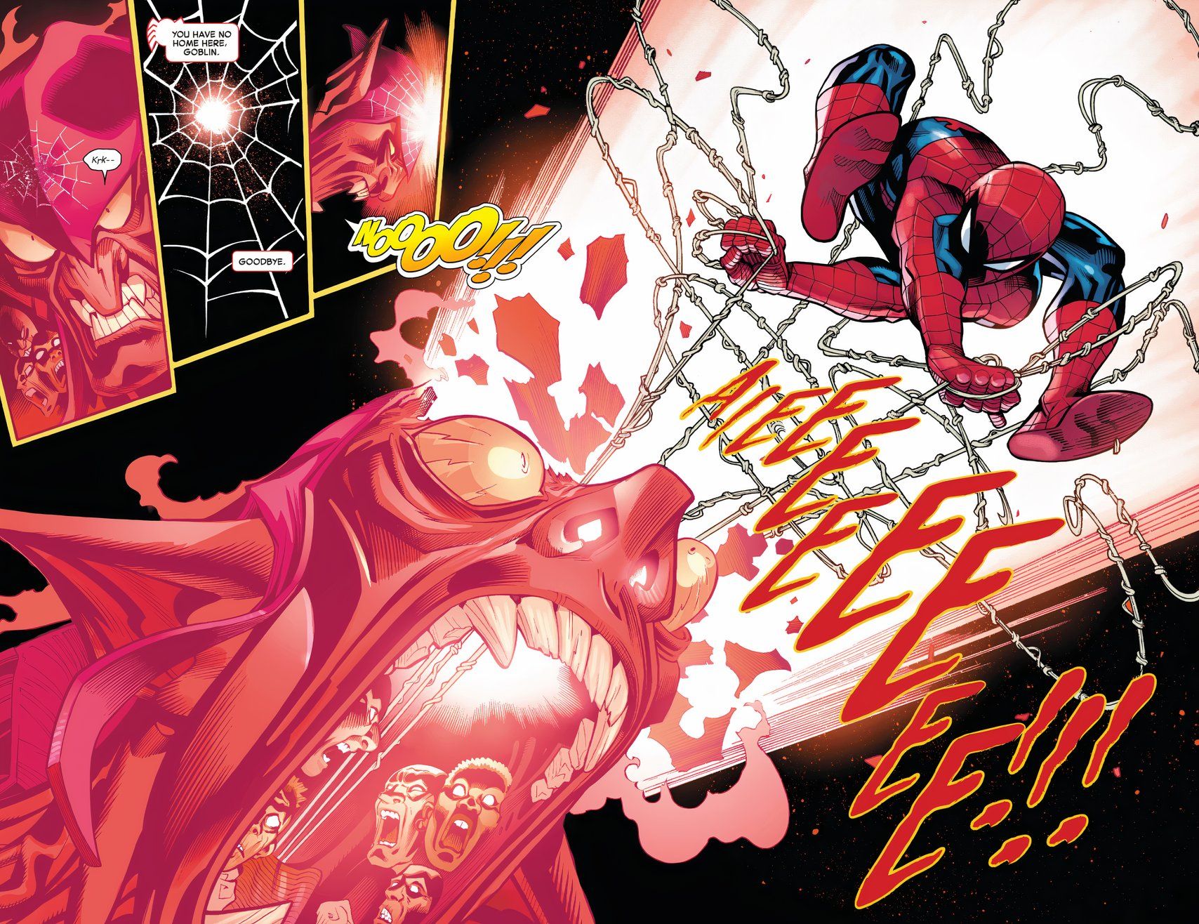 Spider-Man defeats the ghost of the Green Goblin.