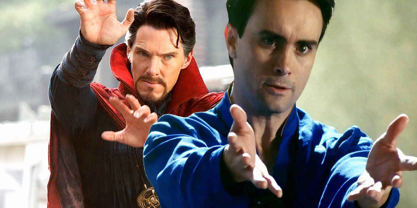 Split image of Doctor Strange casting a spell in Avengers infinity war and Doctor Mordrid casting a spell in Doctor Mordrid