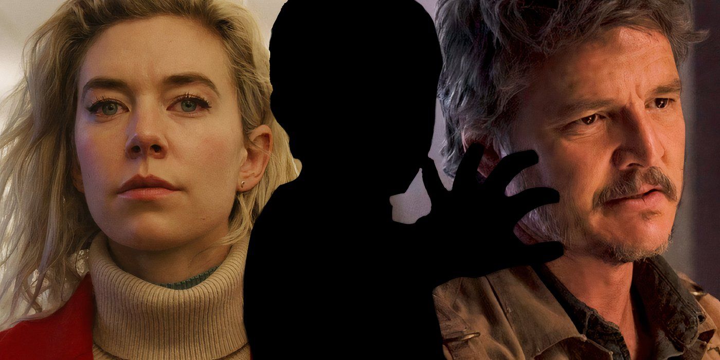 Separate Bilder von Vanessa Kirby in Pieces Of A Woman links, Joel Pedro Pascal in The Last Of Us rechts, Silhouette eines Kindes in der Mitte