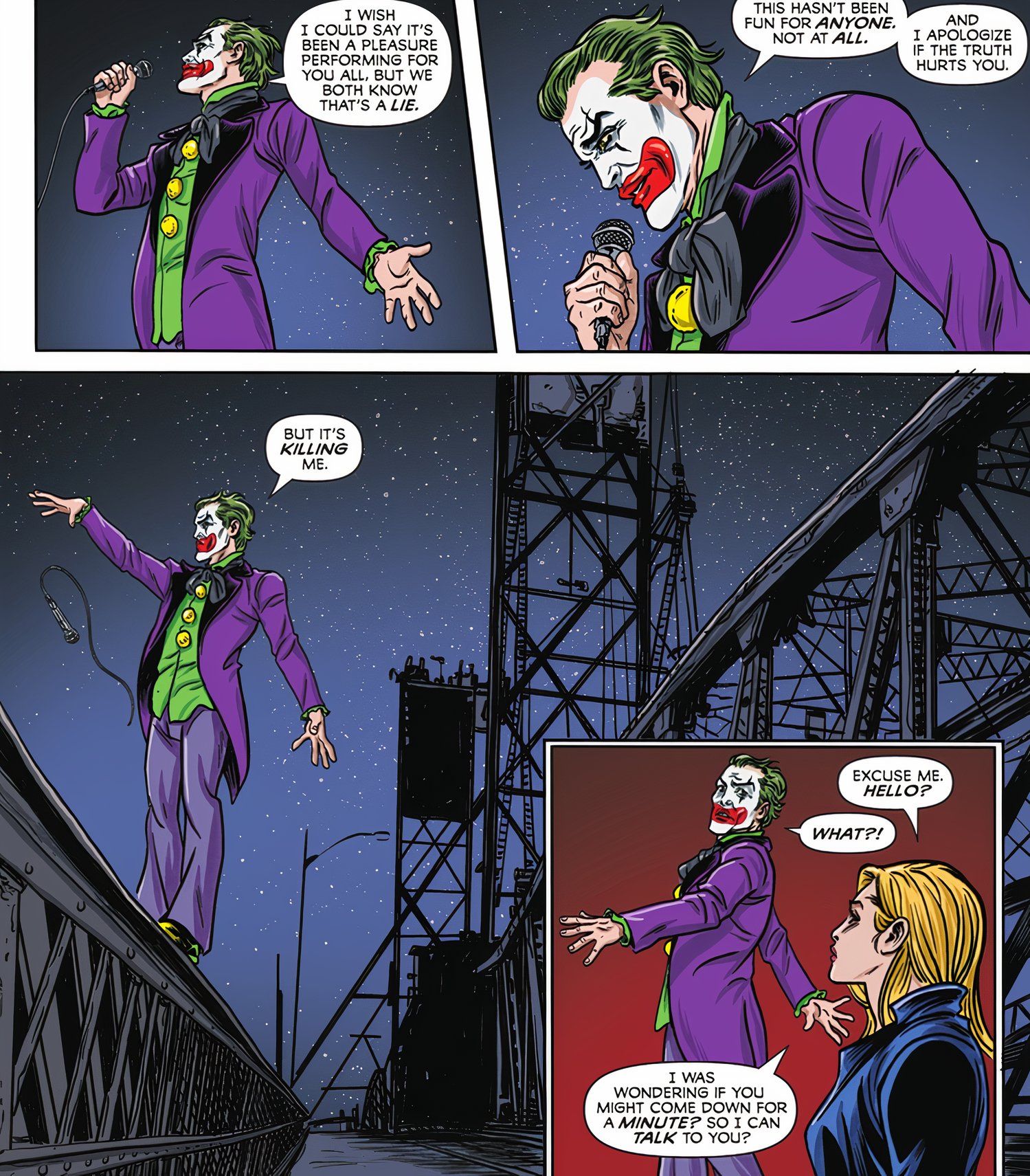 Coringa em pé para perseguir DC