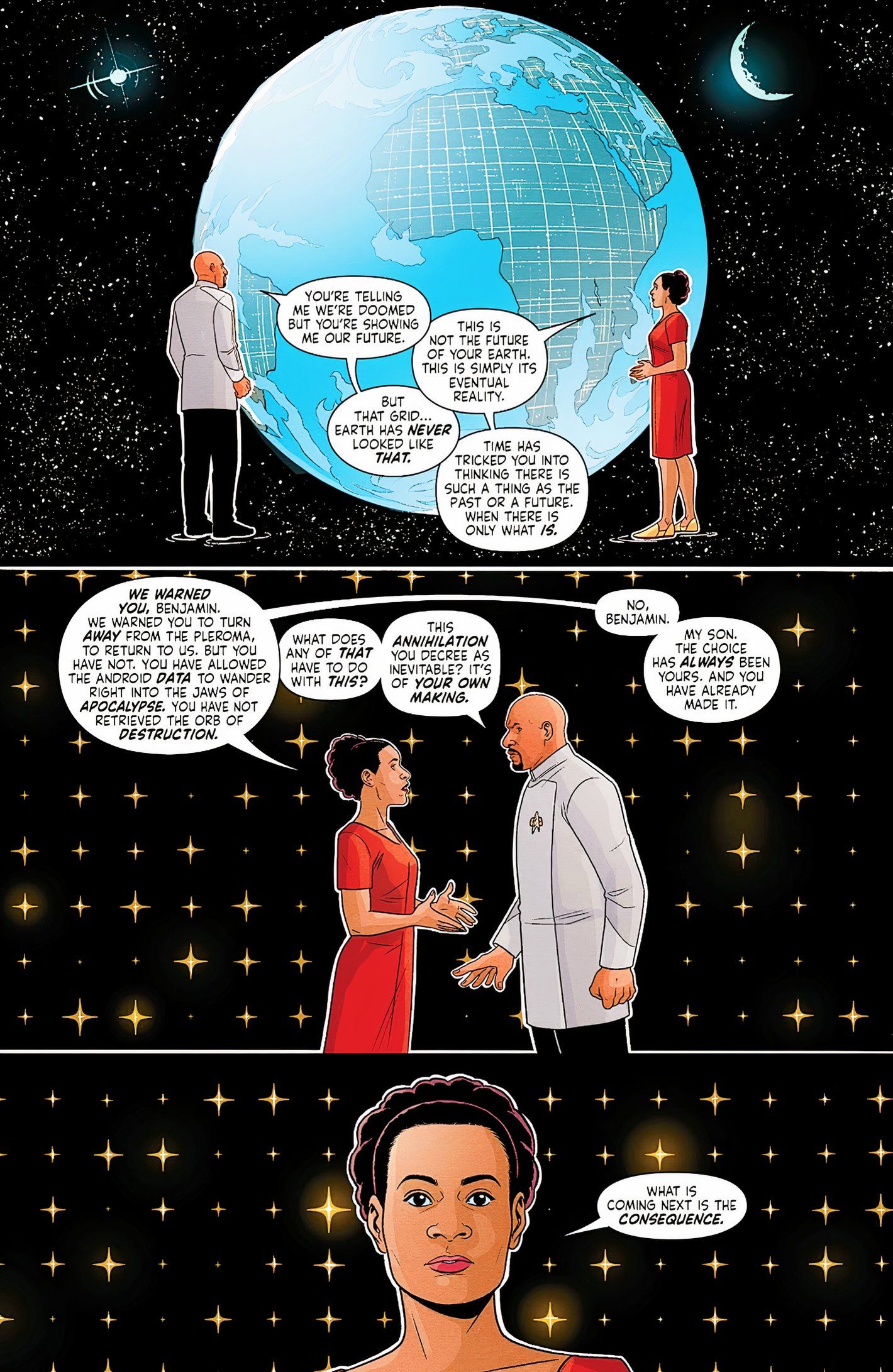 Star Trek #22, Benjamin Sisko's mother confronts him with the inevitability of Earth's future