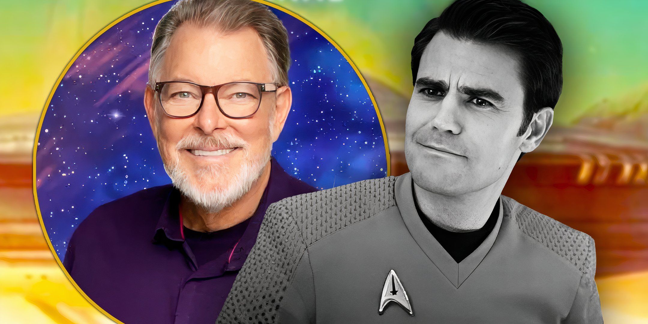 Jonathan Frakes and Paul Wesley as Kirk (noir) in Star Trek: Strange New Worlds