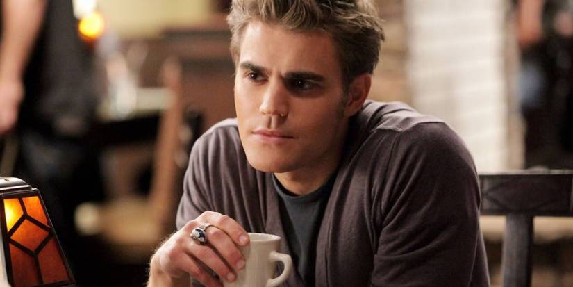 Stefan drinking coffee in The Vampire Diaries
