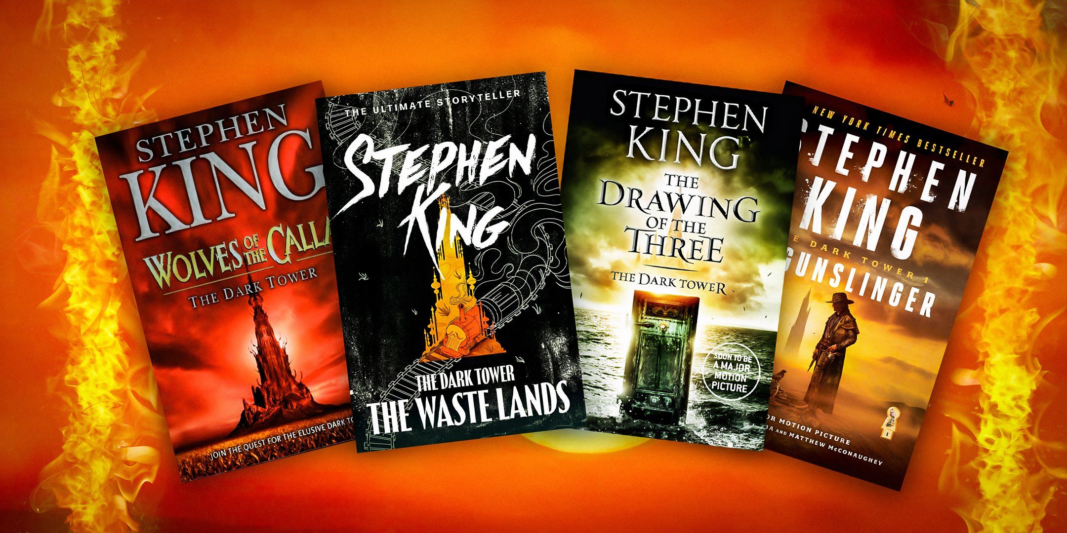 Covers of Stephen King's Dark Tower books