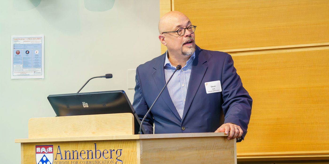 Steve Volk speaking at a conference