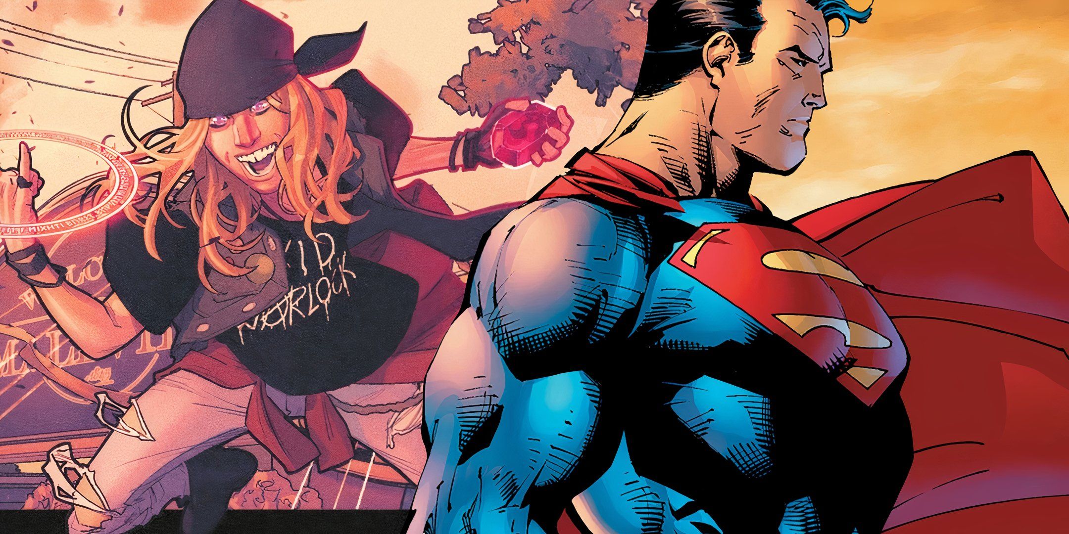 Superman Turning Away from Kid Warlock Featured DC