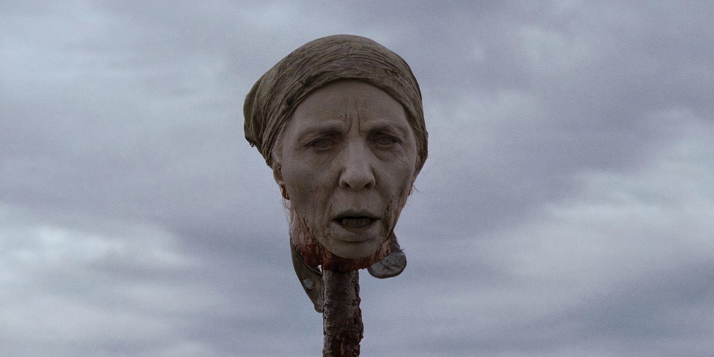 Tammy's head on a pike in the World's Fair episode of The Walking Dead