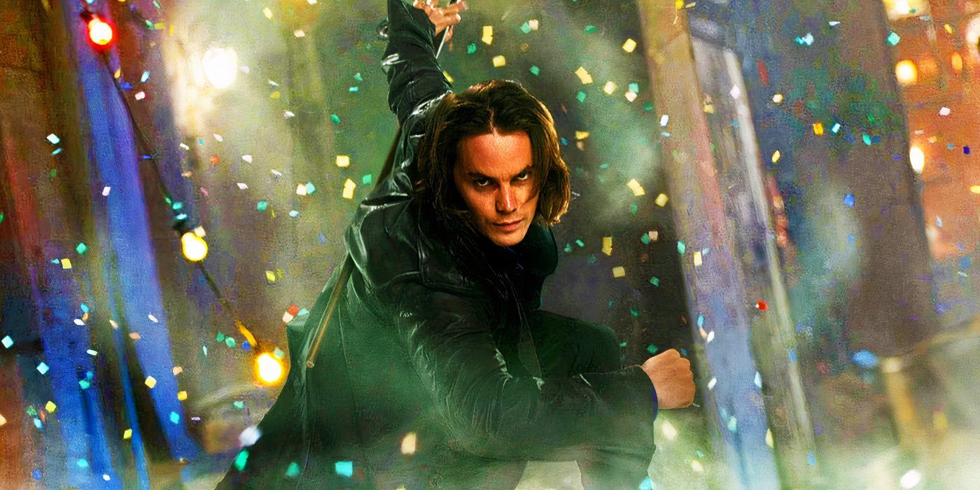 Taylor Kitsch as Gambit in a superhero pose in X-Men Origins Wolverine