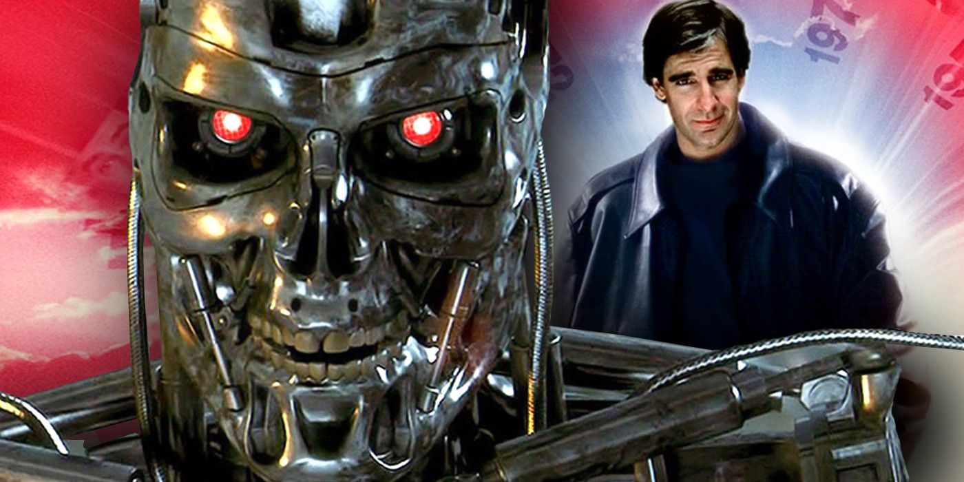 terminator close-up with quantum leap in the backgroun