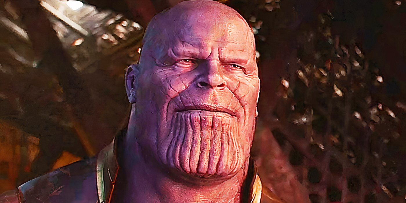 Thanos smiling at the end of Avengers Infinity War