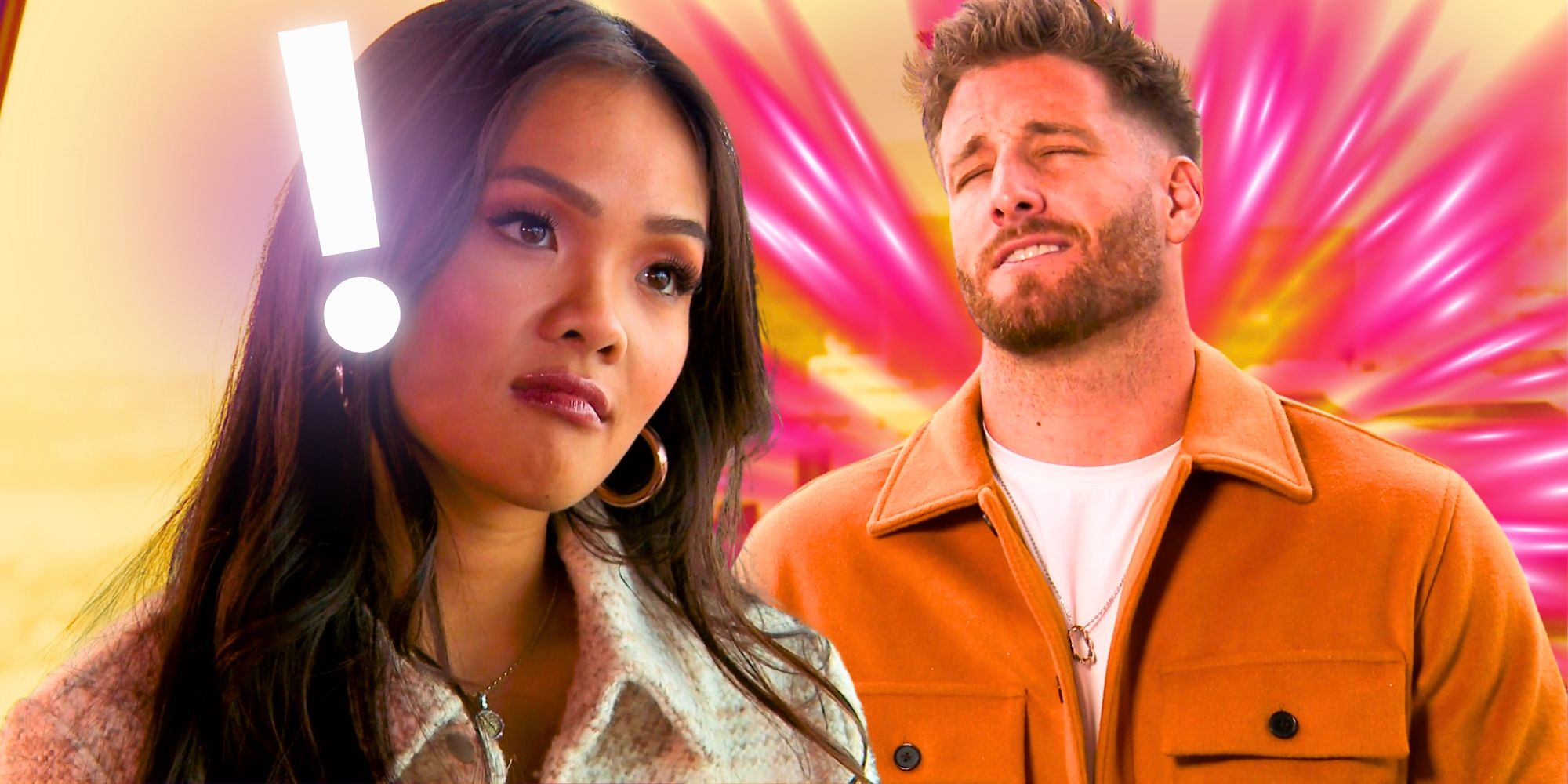 The Bachelorette&rsquo;s Jenn Tran looks angry &amp; Sam McKinney closes his eyes.