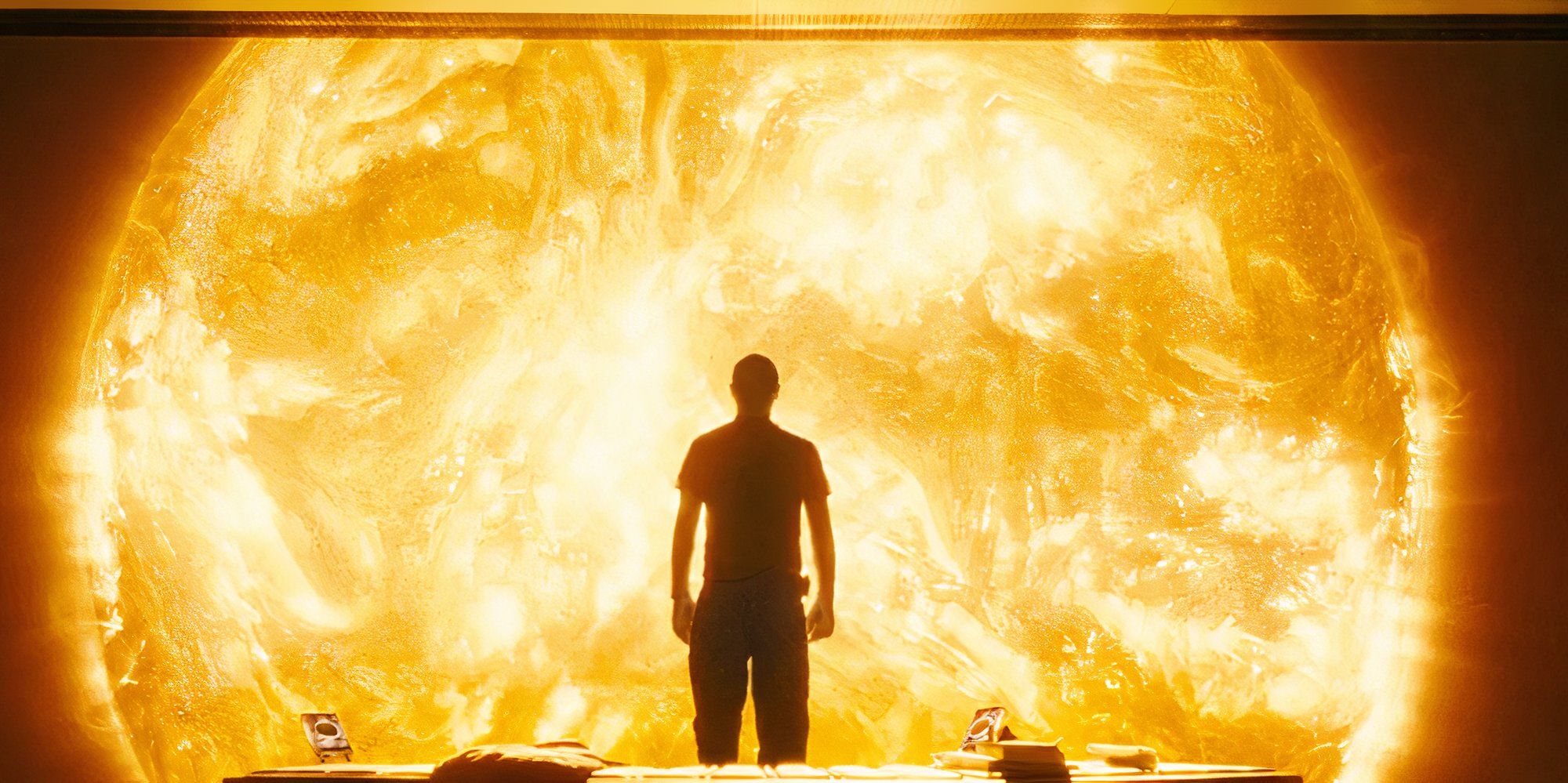 A man standing in front of the dying Sun in Sunshine