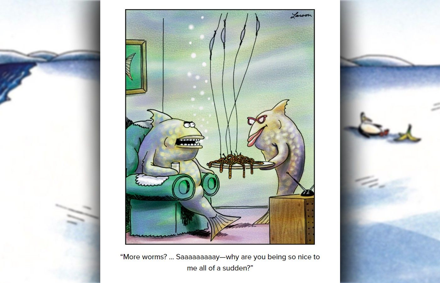 the far side comic about an unhappy fish marriage