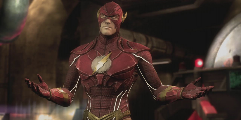 The Flash talking trash at his intro in Injustice Gods Among Us