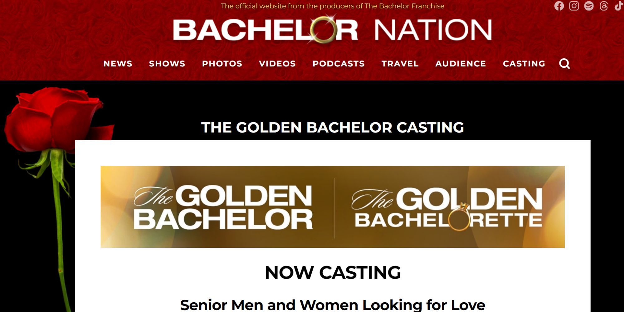 Anuncio de casting de The Golden Bachelor y The Golden Bachelor