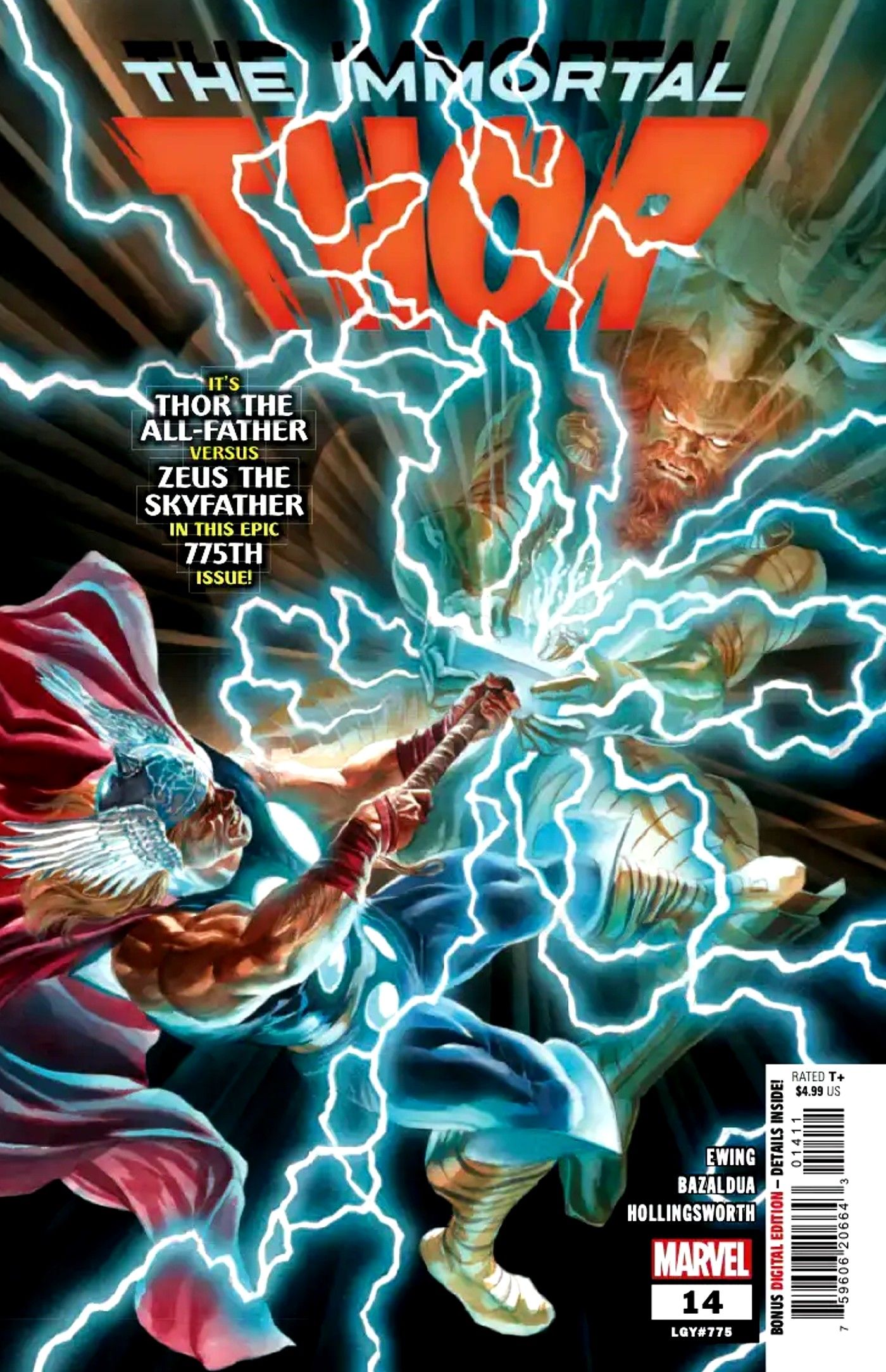 The cover of “The Immortal Thor 14” shows Thor fighting Zeus.