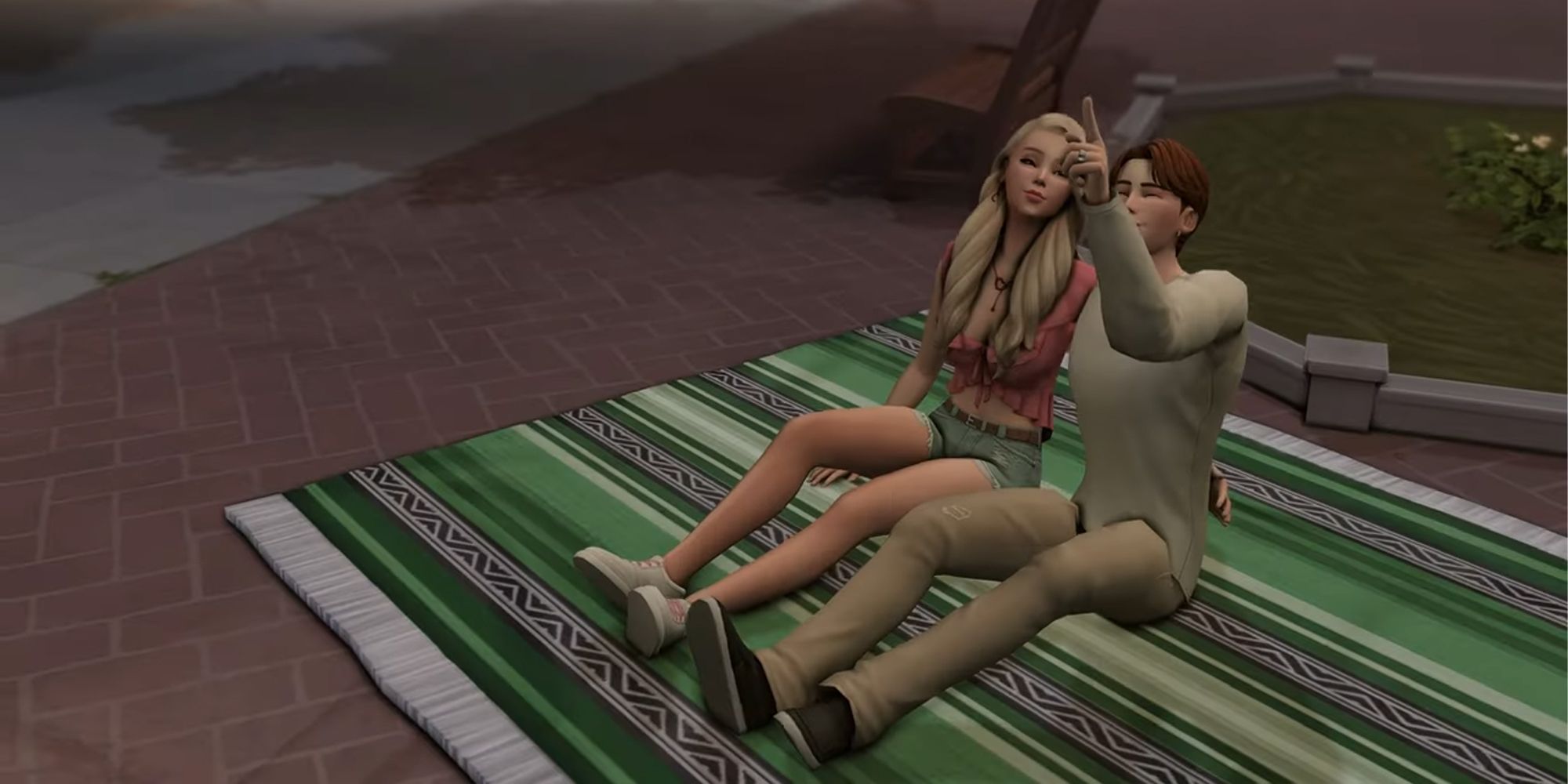 Los Sims 4 - Lovestruck - 2 Sims tirados en la alfombra