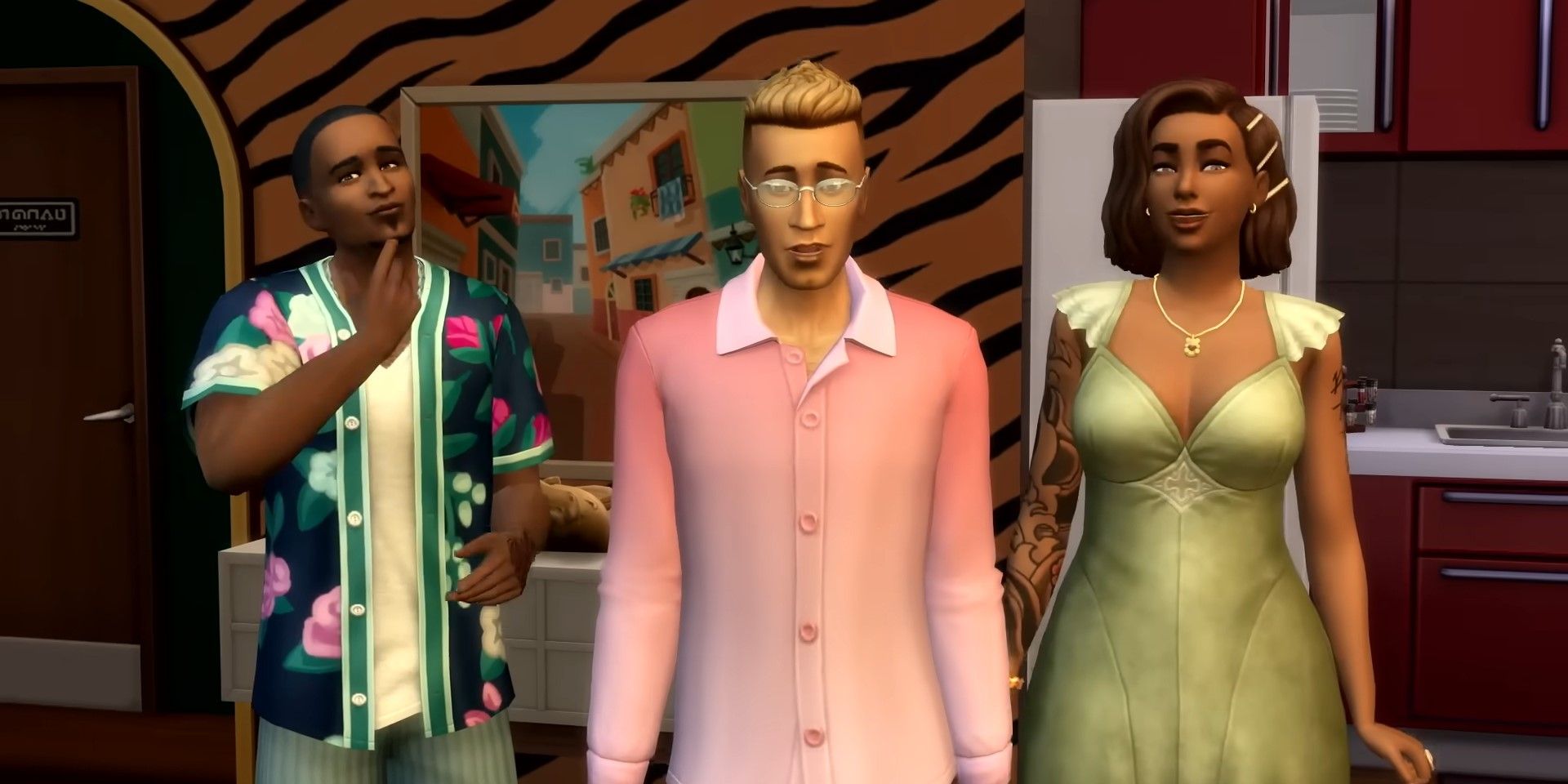 Três Sims em The Sims 4 Lovestruck