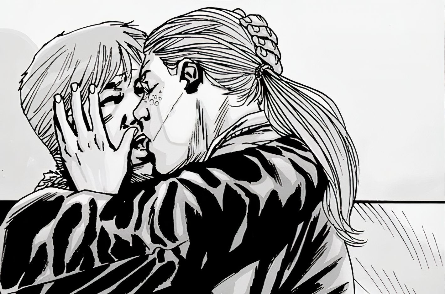 The Walking Dead comic, Andrea and Rick kiss passionately