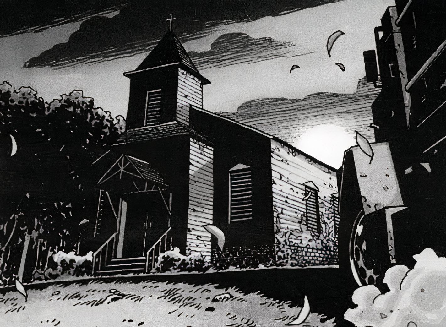 The Walking Dead comic, Father Gabriel's church from before the outbreak