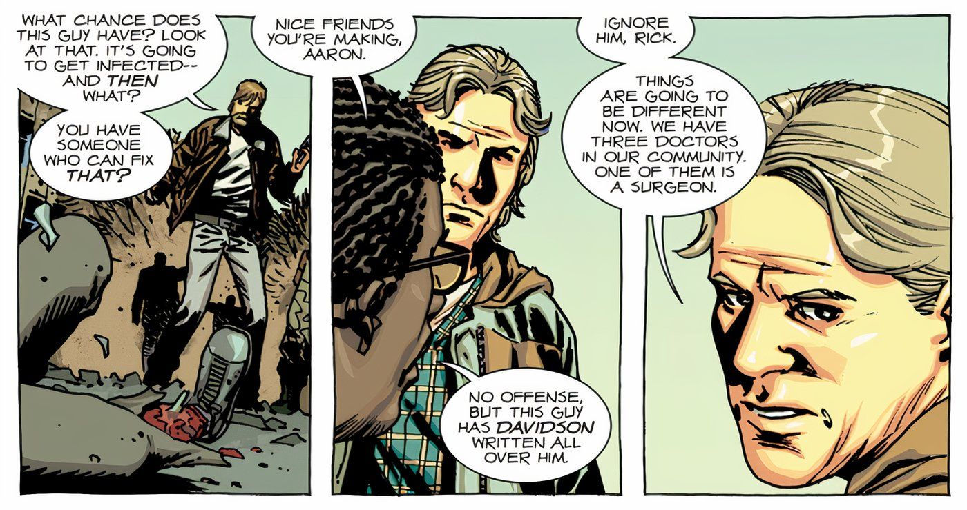 A Walking Dead character comparing Rick to the unseen villain, Davidson.