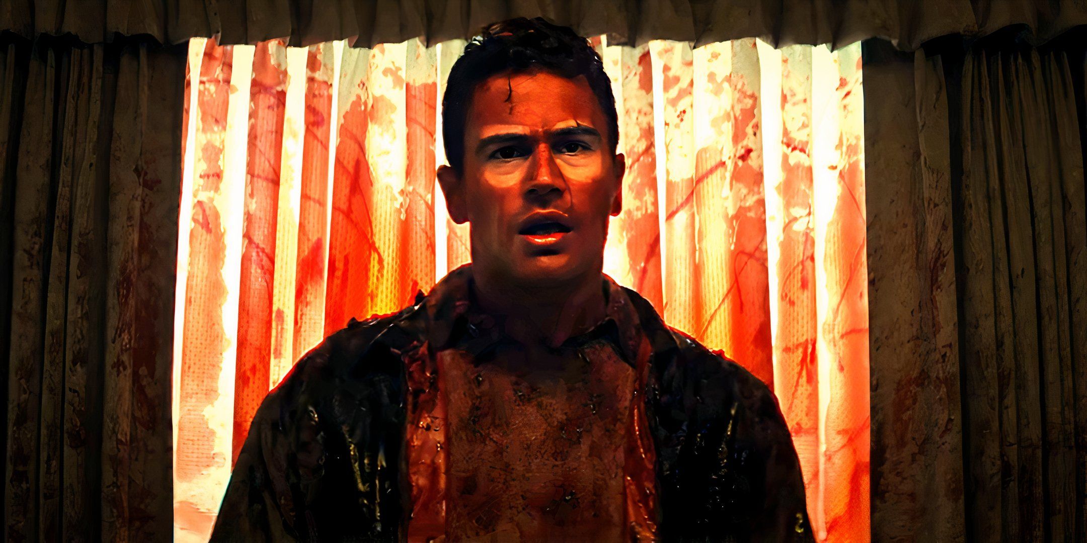 Theo James Covered in Blood in The Monkey