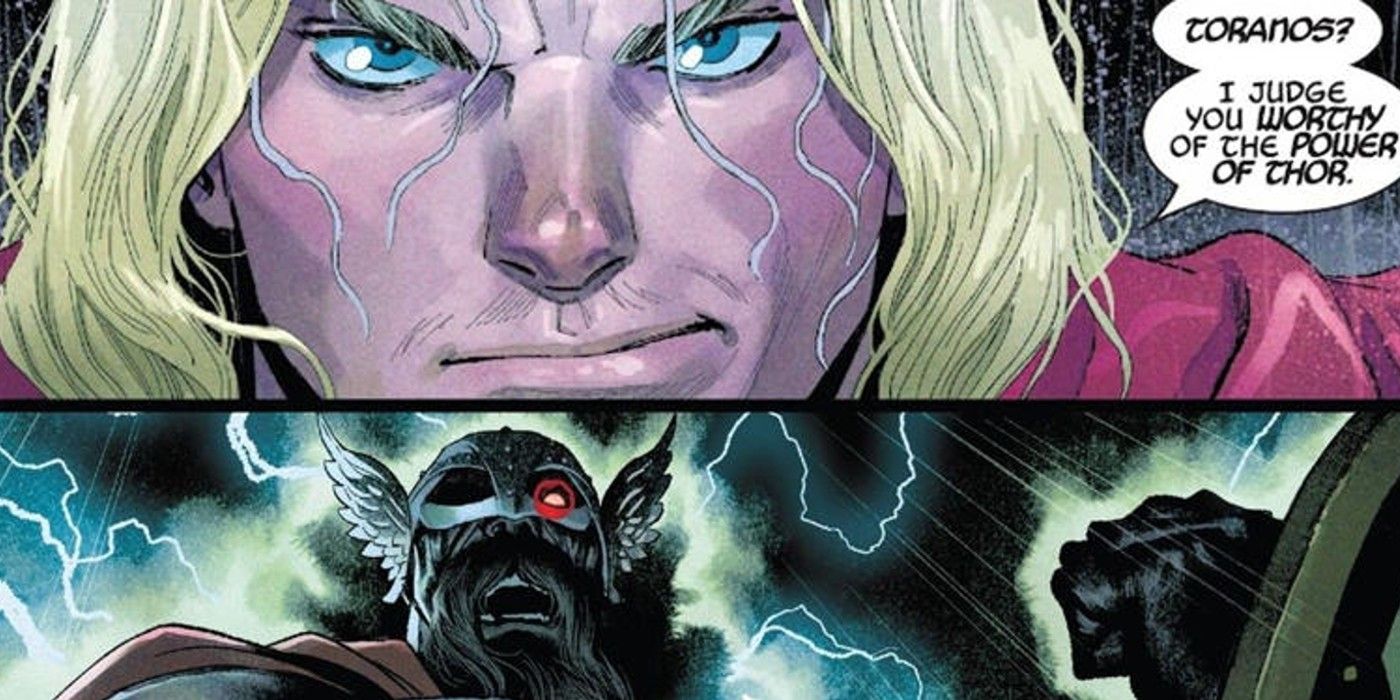 Thor outwits Toranos by declaring him worthy