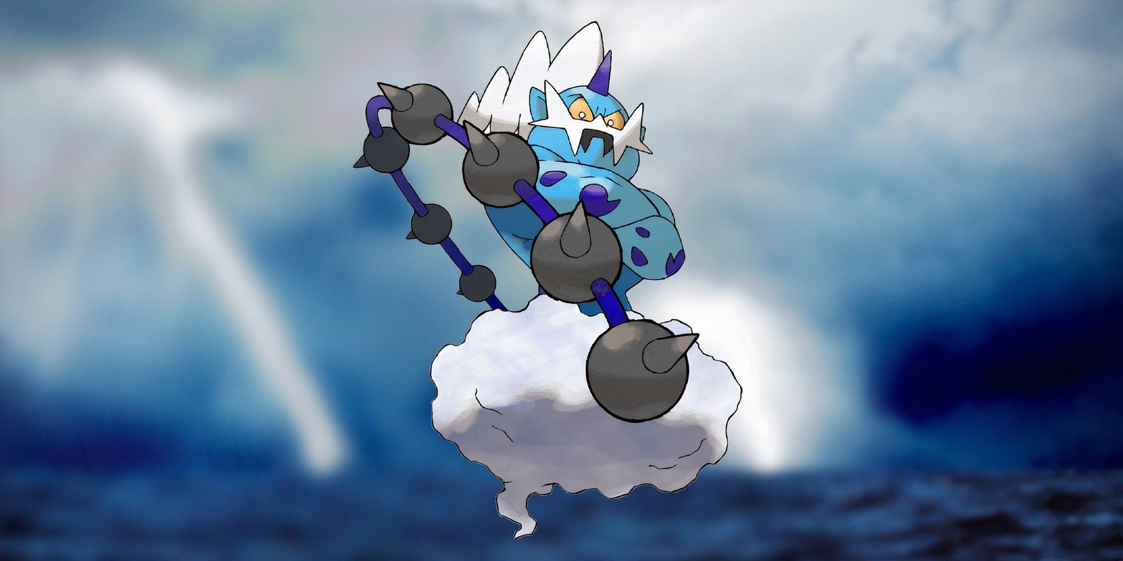 Thunderus Incarnate form standing over a stormy background Pokemon GO