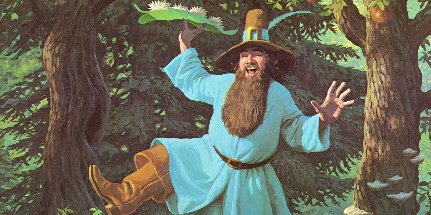 Tom Bombadil running through the forest in The Lord of the Rings